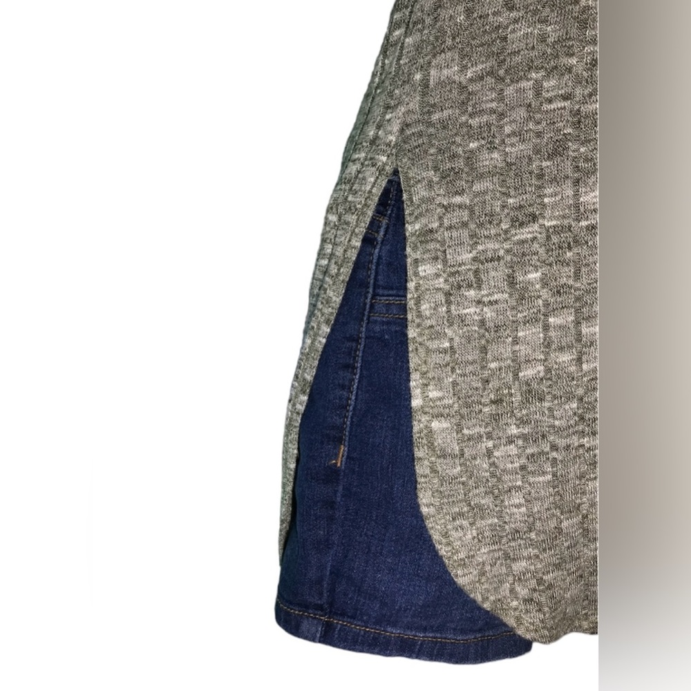 American Dream Olive Heather Curved Split Hem Tunic Shirt Size XSmall Juniors - Picture 3 of 6
